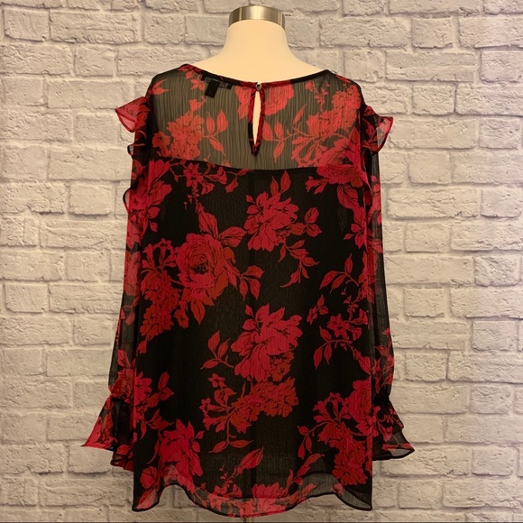 NWT Roz & Ali Floral Print Long Sleeve Blouse - Picture 8 of 13